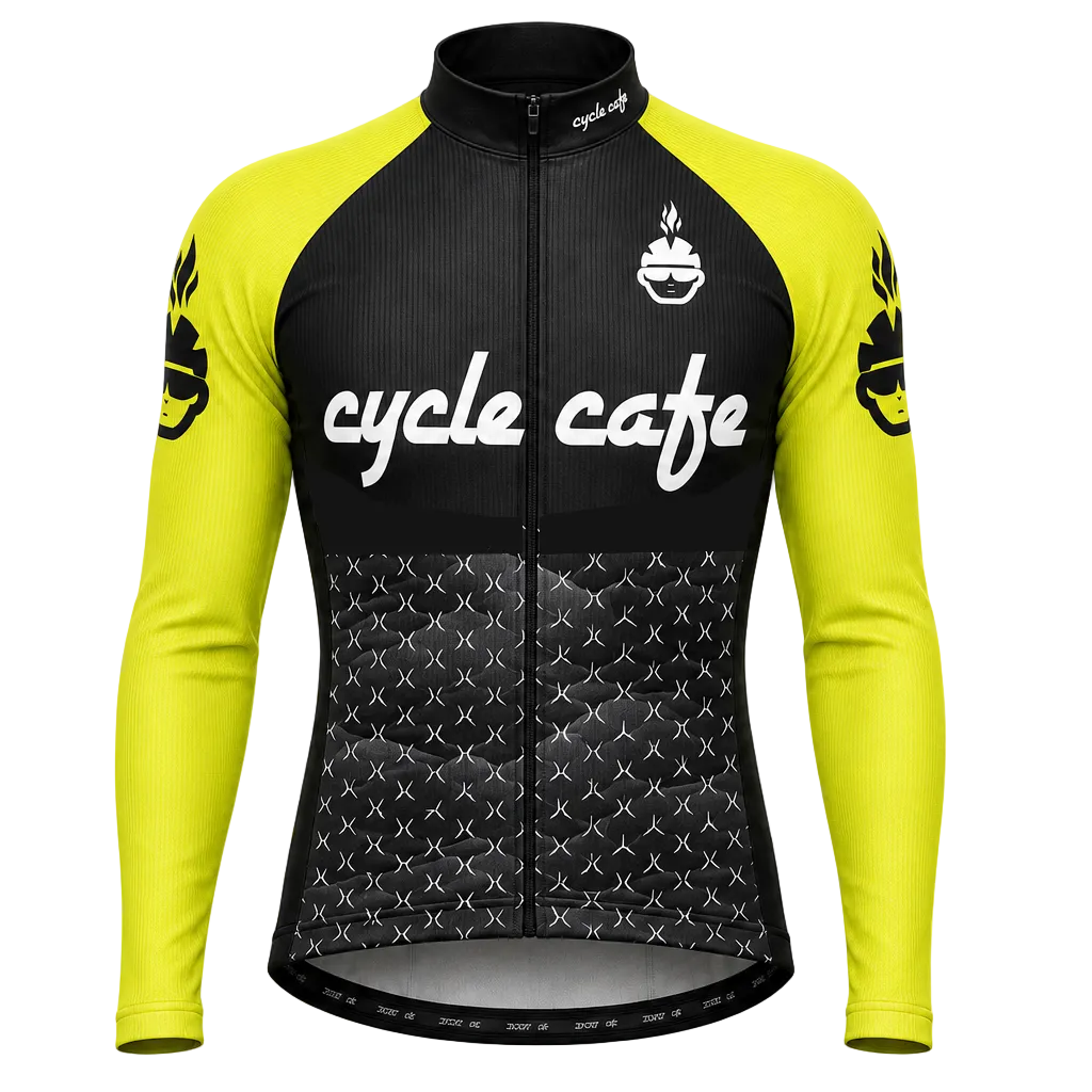 Langarmtrikot Cycle Cafe Neon-Gelb