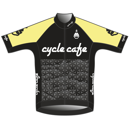 Short Sleeve Jersey Cycle Cafe Visi Yellow - Limited Edition 2024